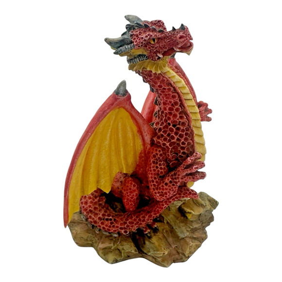 Vintage 1997 Myths & Legends #4I078 Red Dragon Gripping Wing Figurine w/ Box - Picture 7 of 13